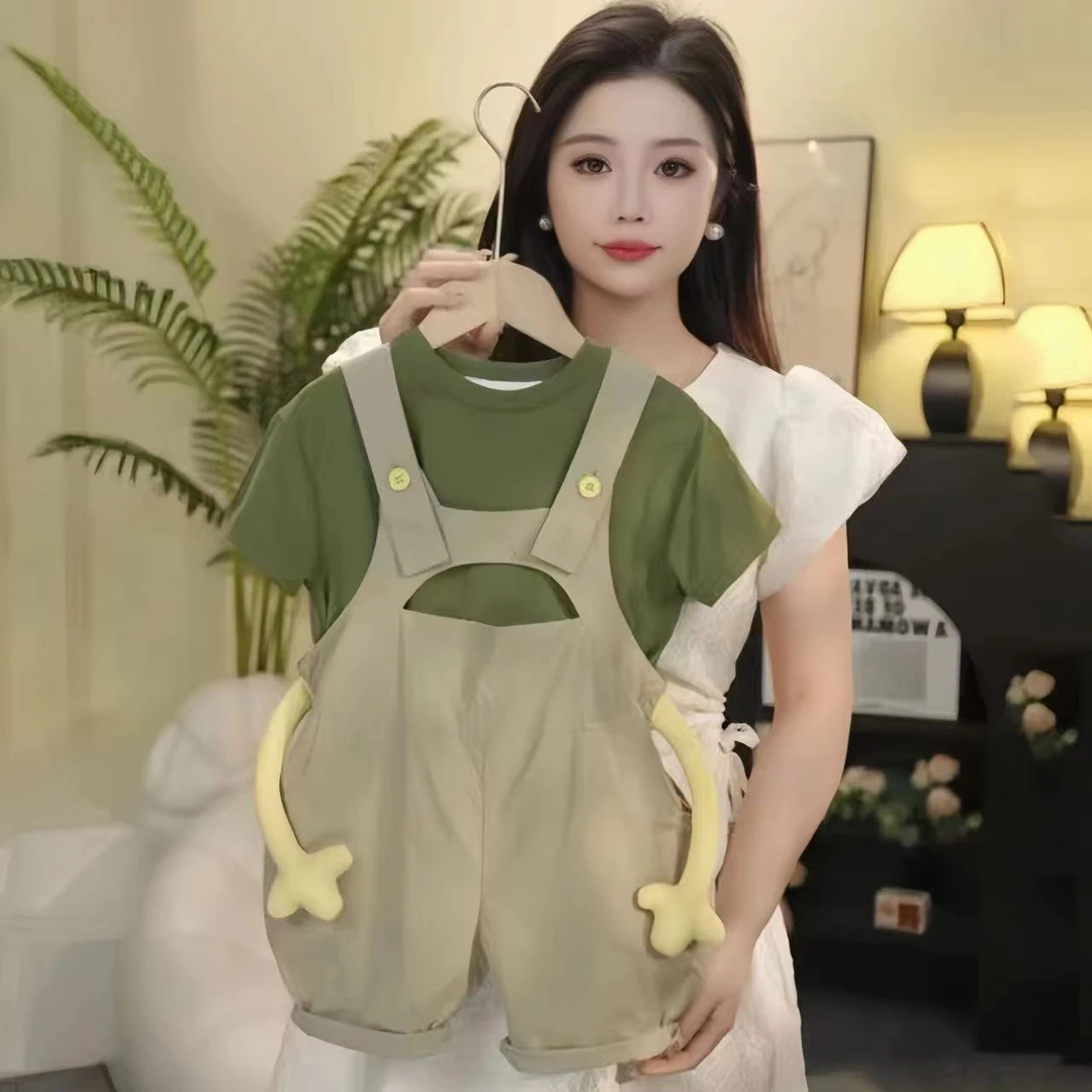 2025夏装儿童小手背带裤口袋款小童背带裤时尚外穿宽松薄款