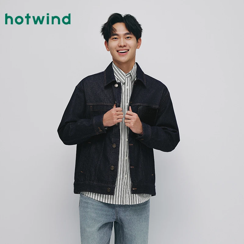 热风2025年秋季新款男士经典翻领夹克休闲春季拼接牛仔外套潮流