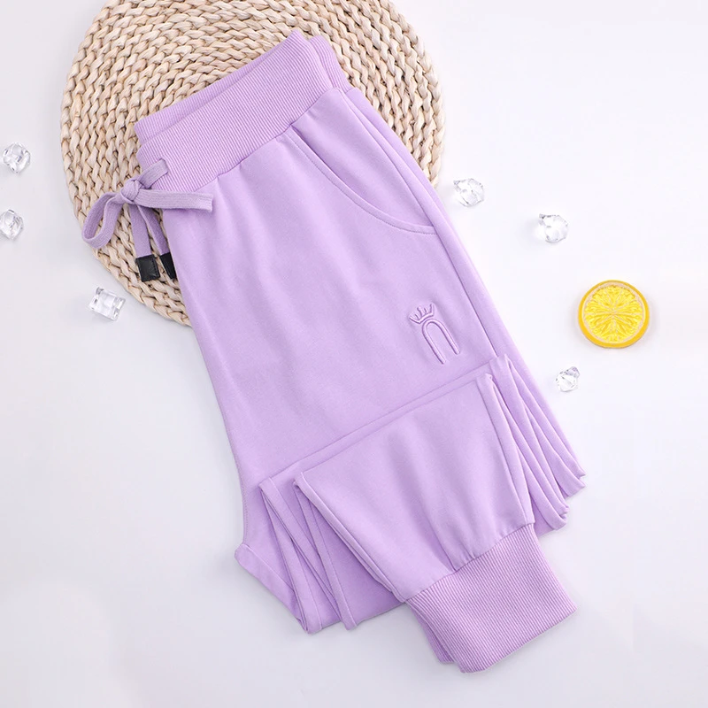 高档小个子运动裤女束脚宽松春秋2025年新款高腰修身显瘦小脚卫裤