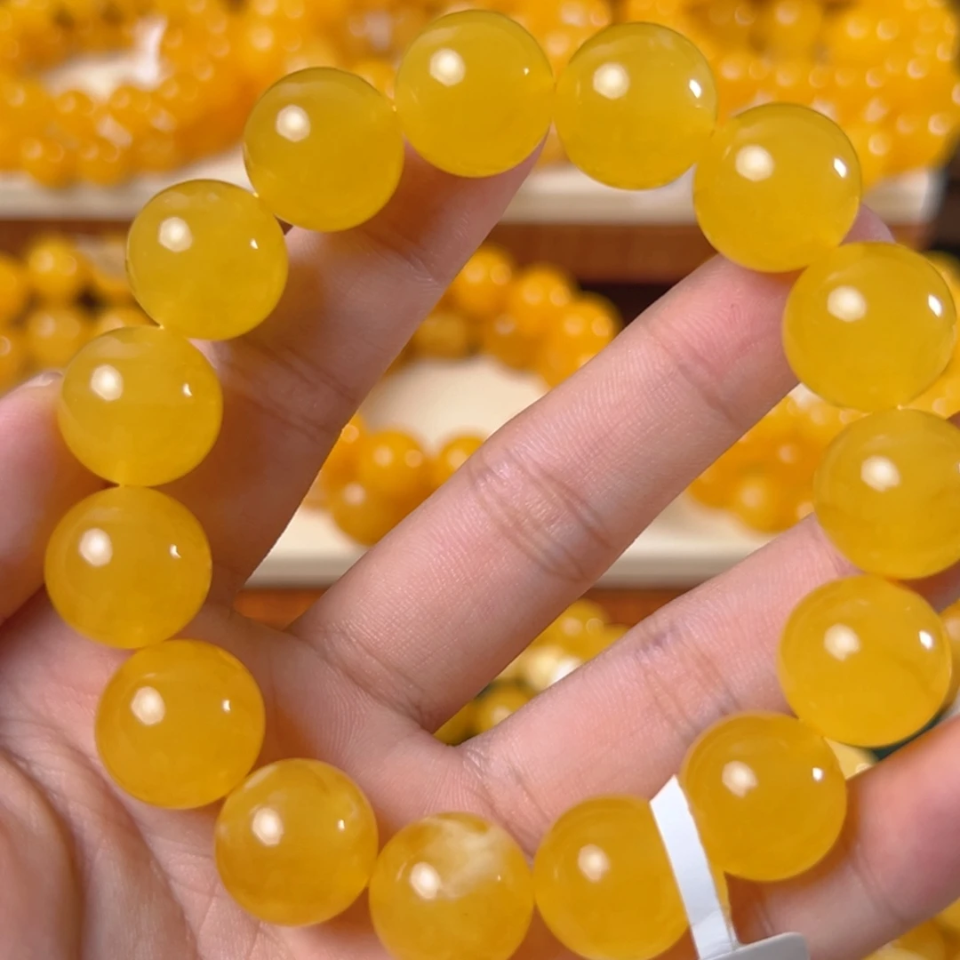 手链琥珀未镶嵌28.6g焦皮同料圆珠15mm cq
