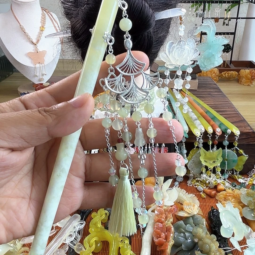 蛇纹石玉合金发饰