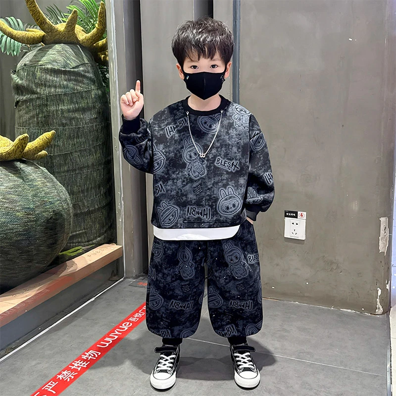 男童秋装套装2025新款痞帅男童卫衣时髦炸街儿童春秋款衣服