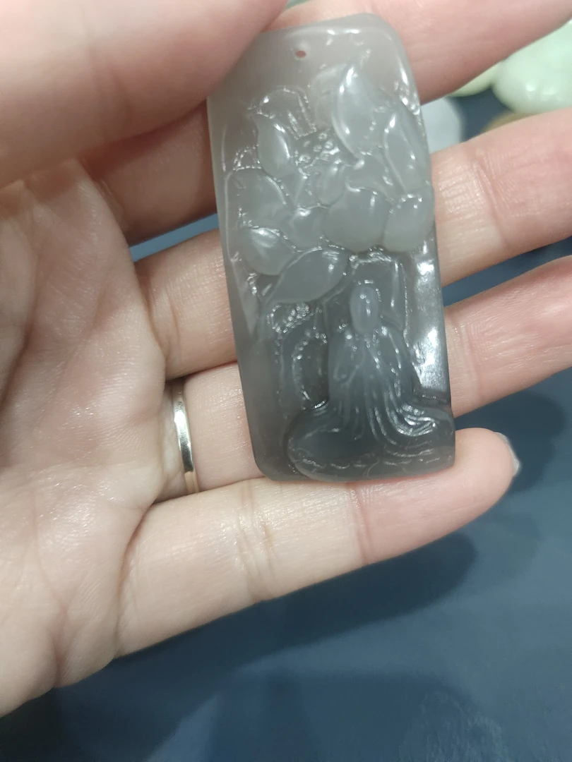 烟紫御龙观音男女款百搭牌子玉石挂件装饰品