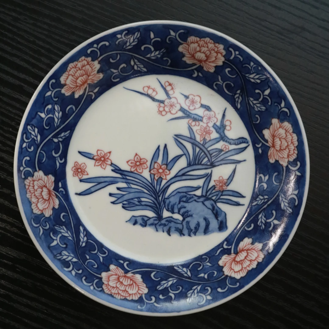 【雨溪山房】枢府釉釉里红兰花牡丹壶承壶垫