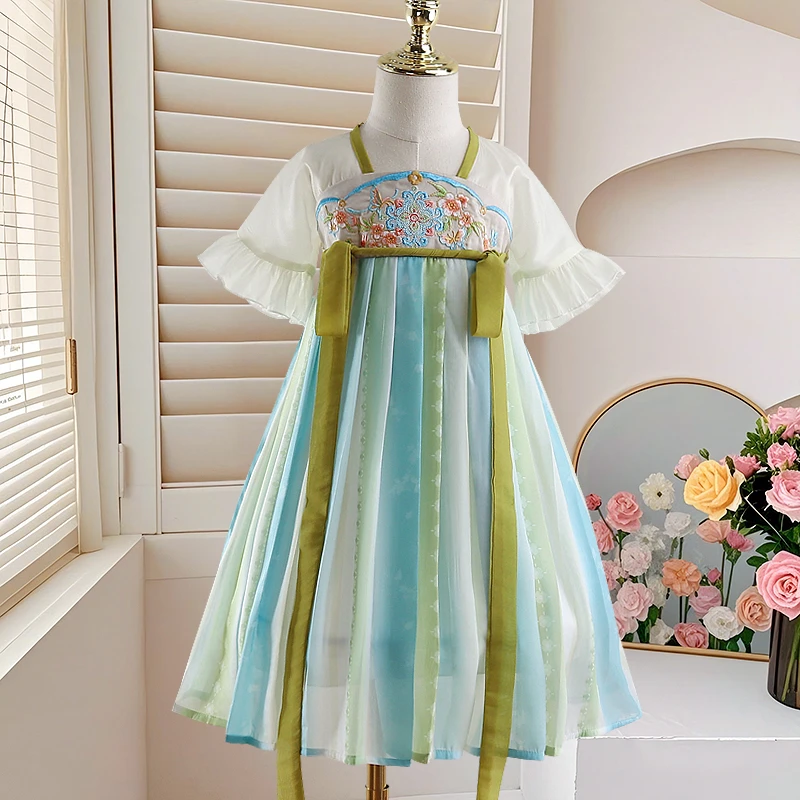 【青绿】女童汉服夏季中国风襦裙仙女超仙小女孩古风薄款仙气