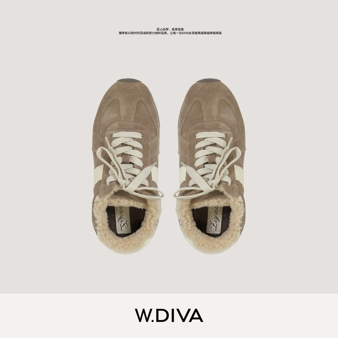 W.Diva【撞色玩家】秋冬复古美式设计感加绒保暖运动鞋54X173399