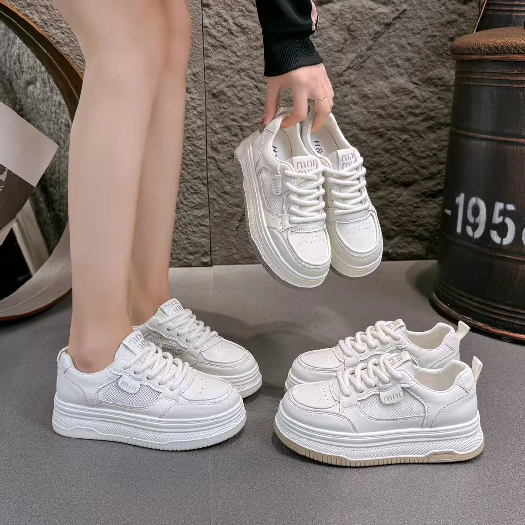 2519-3单网小白鞋女2025夏季新款百搭舒适轻便厚底休闲板鞋