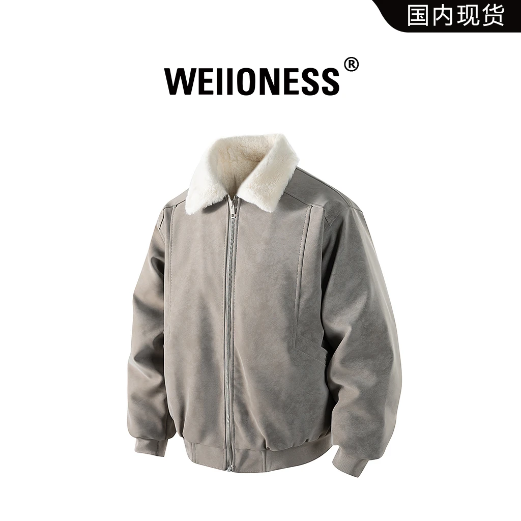 WEIIONESS美拉德毛领棉衣男冬季保暖宽松雾面外套高级感时尚男装