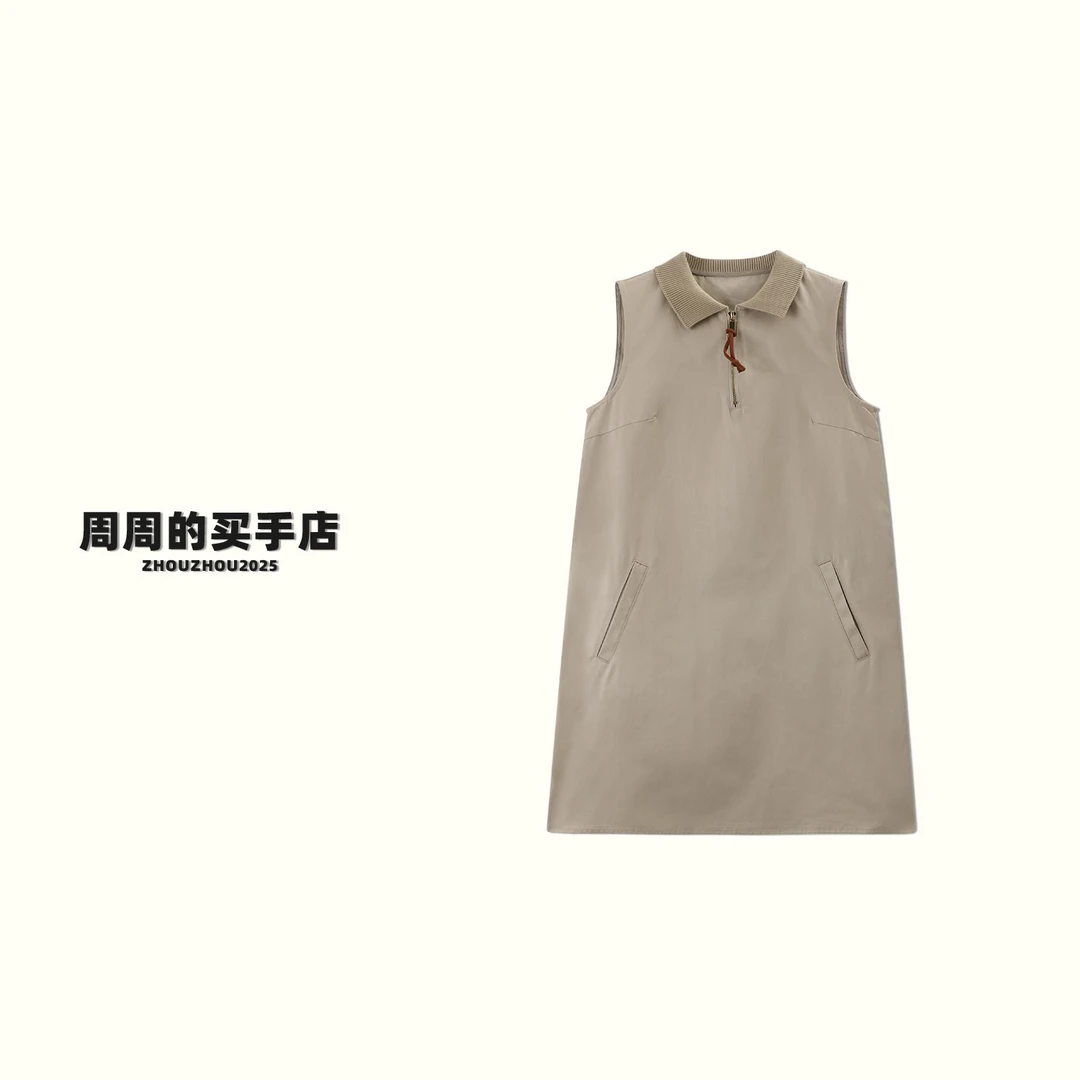 KK【夏日报刊】2500152设计感洋气轻奢高档百搭半拉链无袖连衣裙