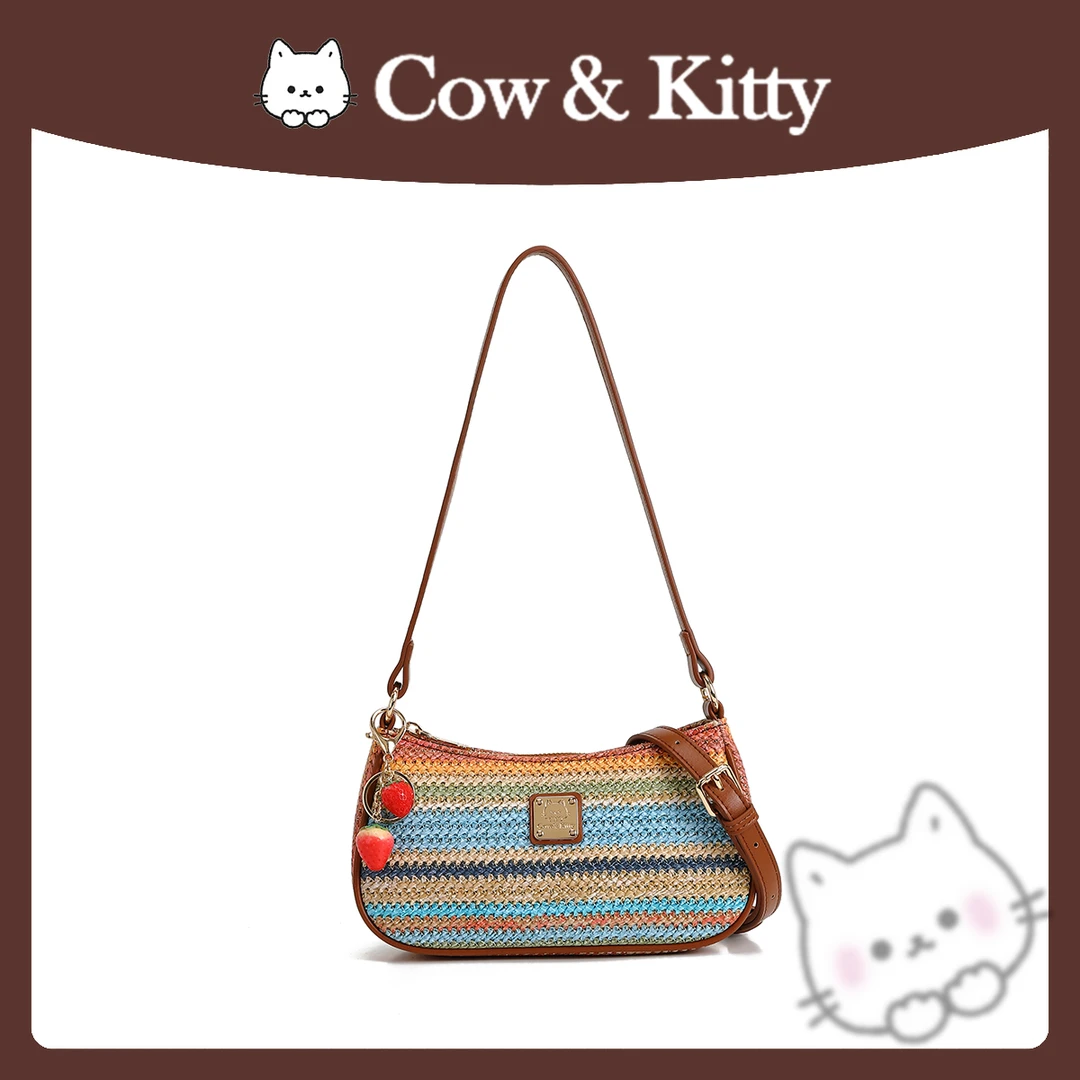 【刘叮当甄选】CowKitty/时尚色彩时尚法棍包单肩斜挎包8062彩虹