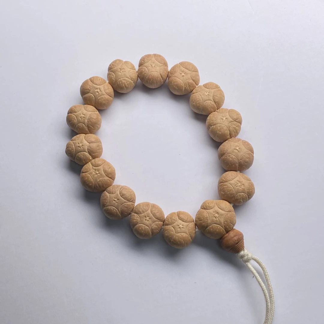 Y0151新品高货奶黄皮质五星上将手串尺寸17mm➕油性密度天花板级