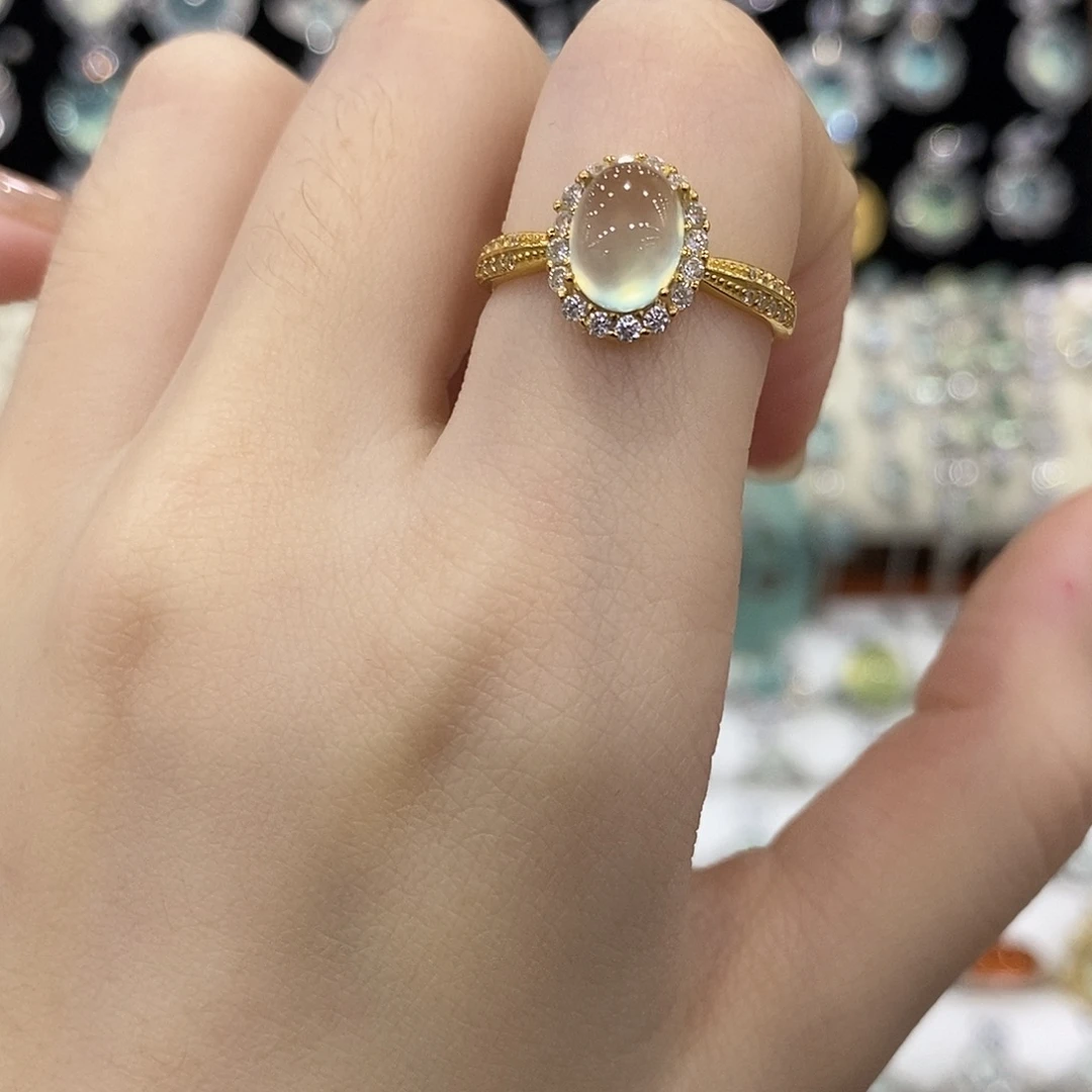 蛇纹石玉银S925镶嵌戒指