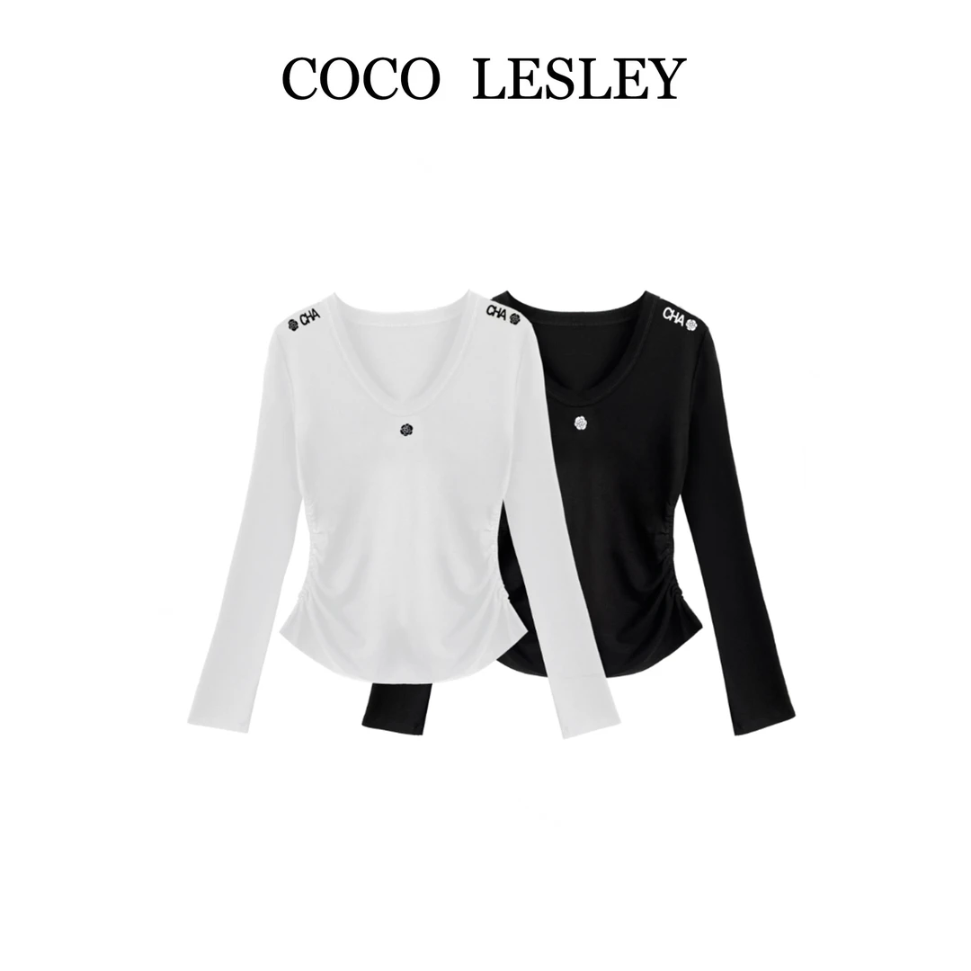 【COCO LESLEY】#63613-1#山茶花收腰T恤2025早春潮流个性小众上衣