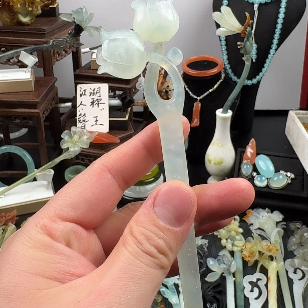 蛇纹石玉未镶嵌发饰