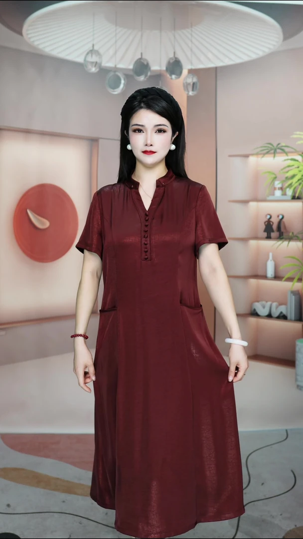 桑丝锻2025爆款中式风上新气质显瘦国风连衣裙049