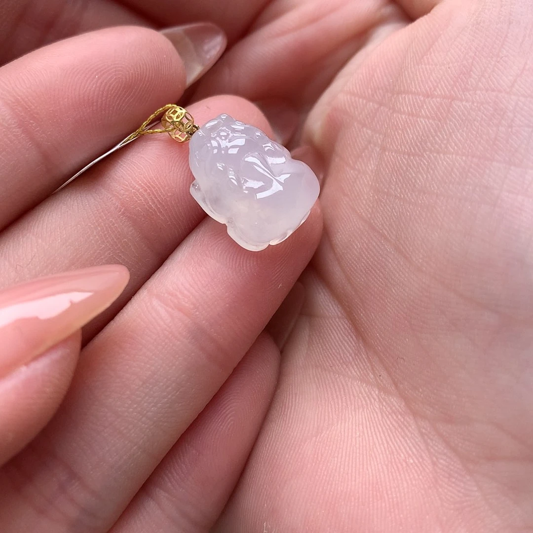 翡翠吊坠(不含链)18K金镶嵌