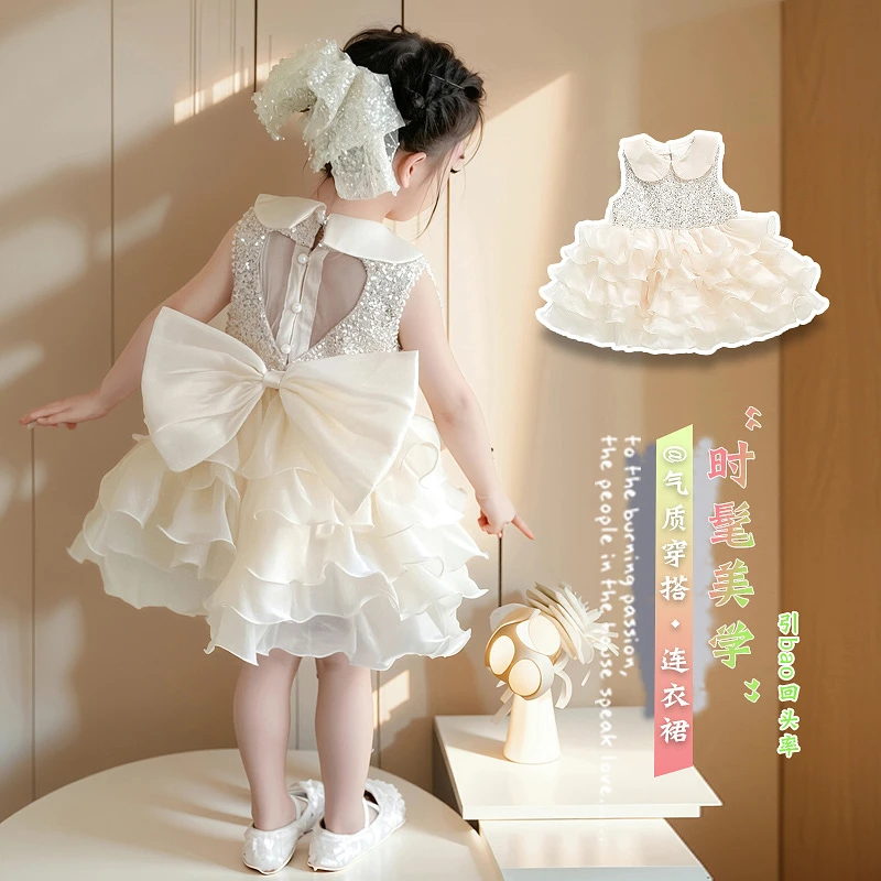 女童夏季背心连衣裙2025新款儿童蛋糕裙洋气蓬蓬裙宝宝礼服演出服