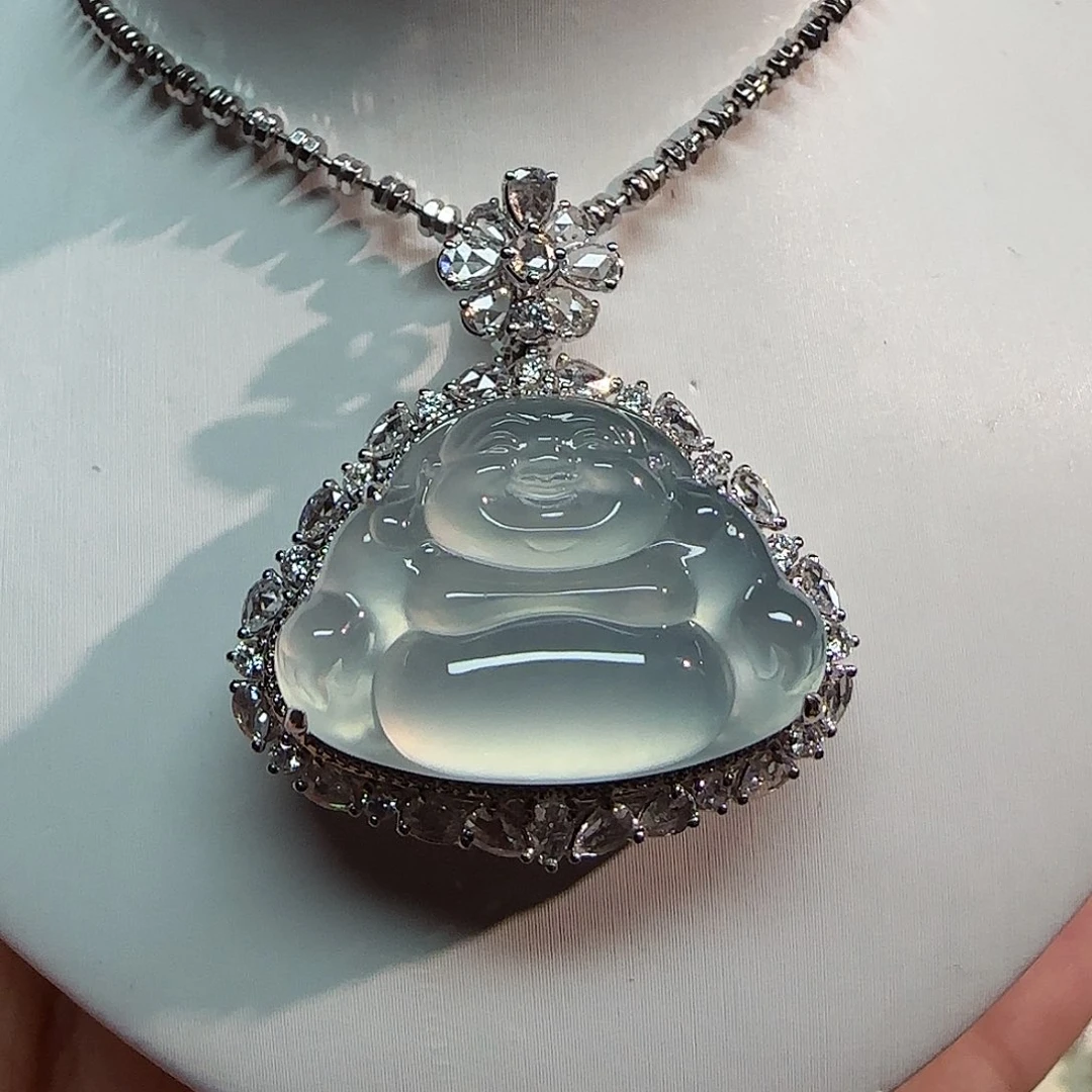 翡翠18K金镶嵌吊坠(不含链)佛公