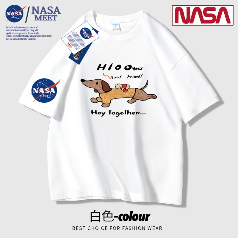 NASAMEET风夏印花纯棉短袖T恤印花t恤港风休闲宽松圆领半袖潮流