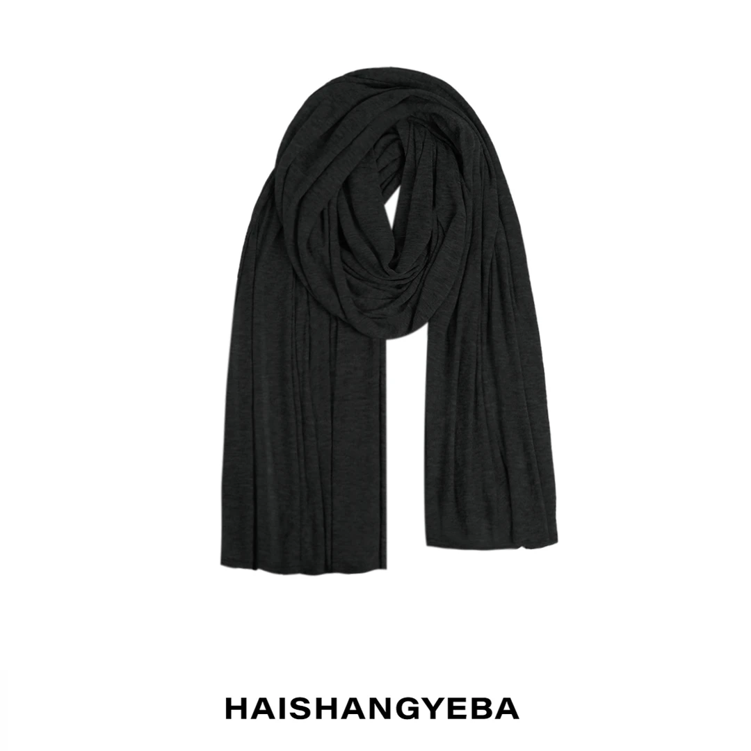 【海上叶爸】新款2023冬季百搭羊毛纯色围巾