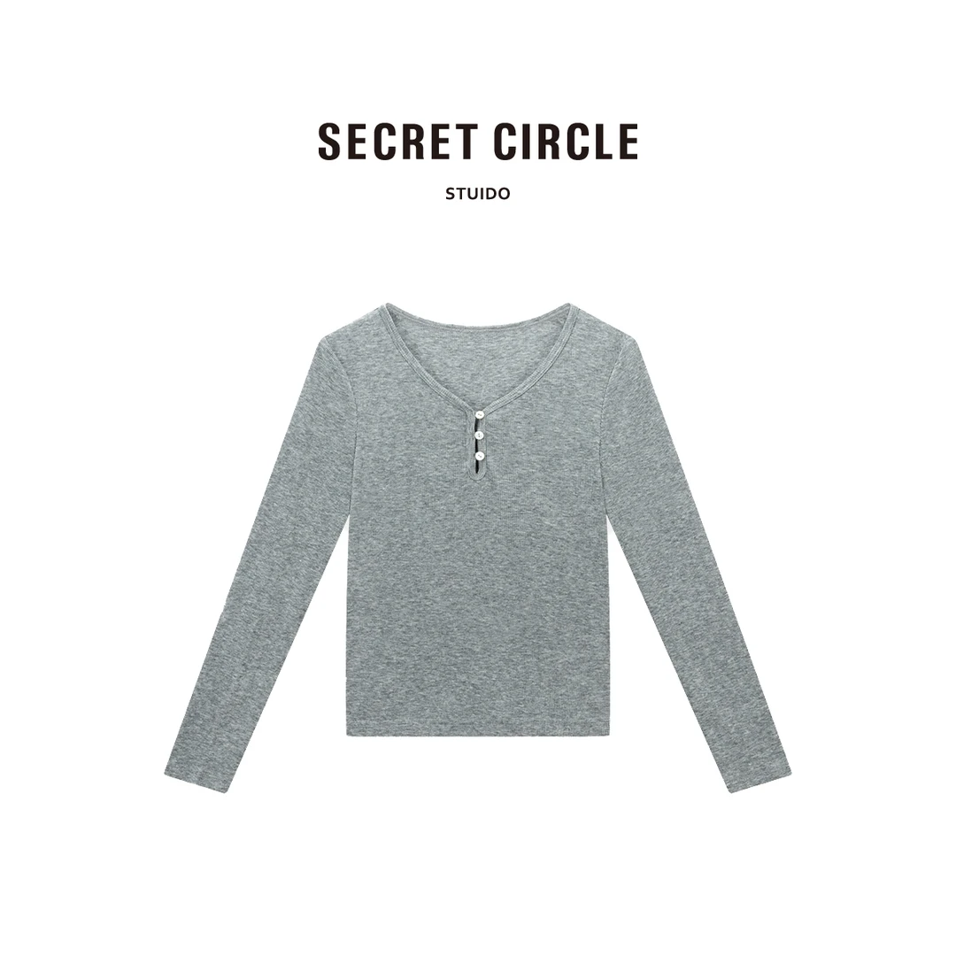 【楚铃专属】秋冬长袖V领针织打底衫修身内搭休闲上衣C1804