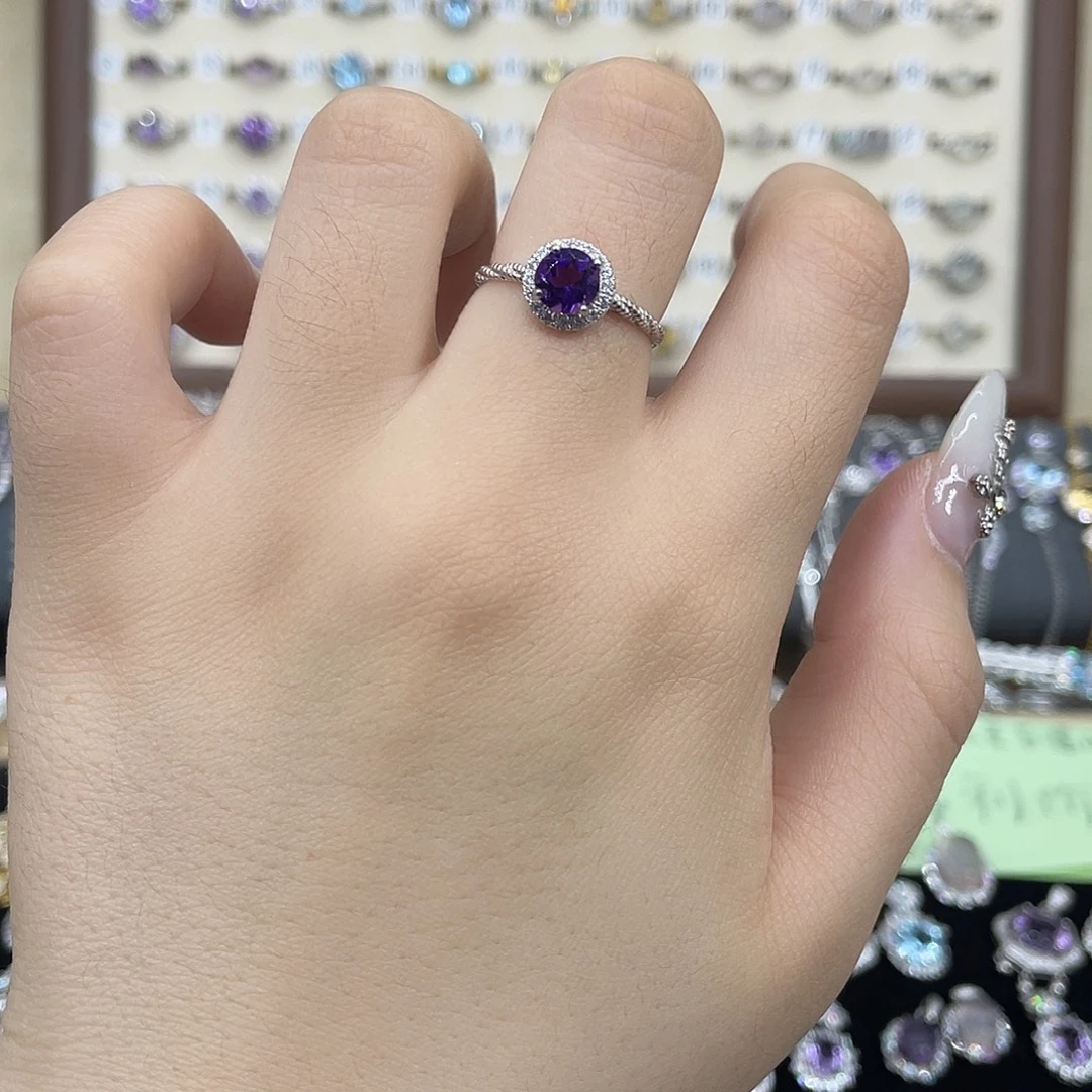 紫晶银S925镶嵌戒指