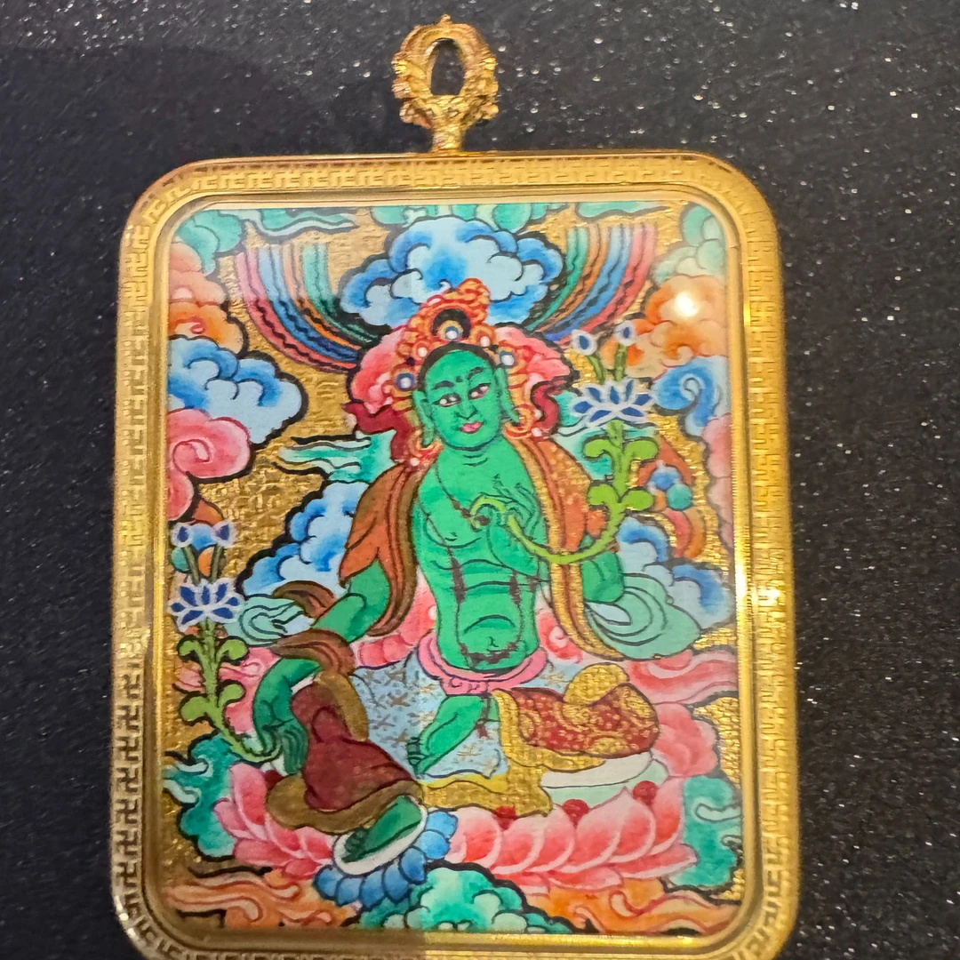 绿度母唐卡 老师傅纯手绘唐卡  西藏拉萨走完流程直发