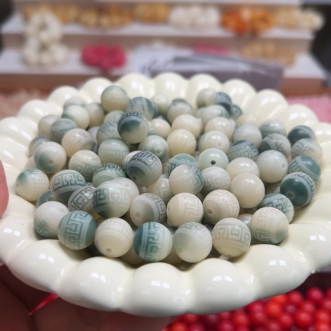 手串菩提根/象牙果卡12飘绿回纹110颗