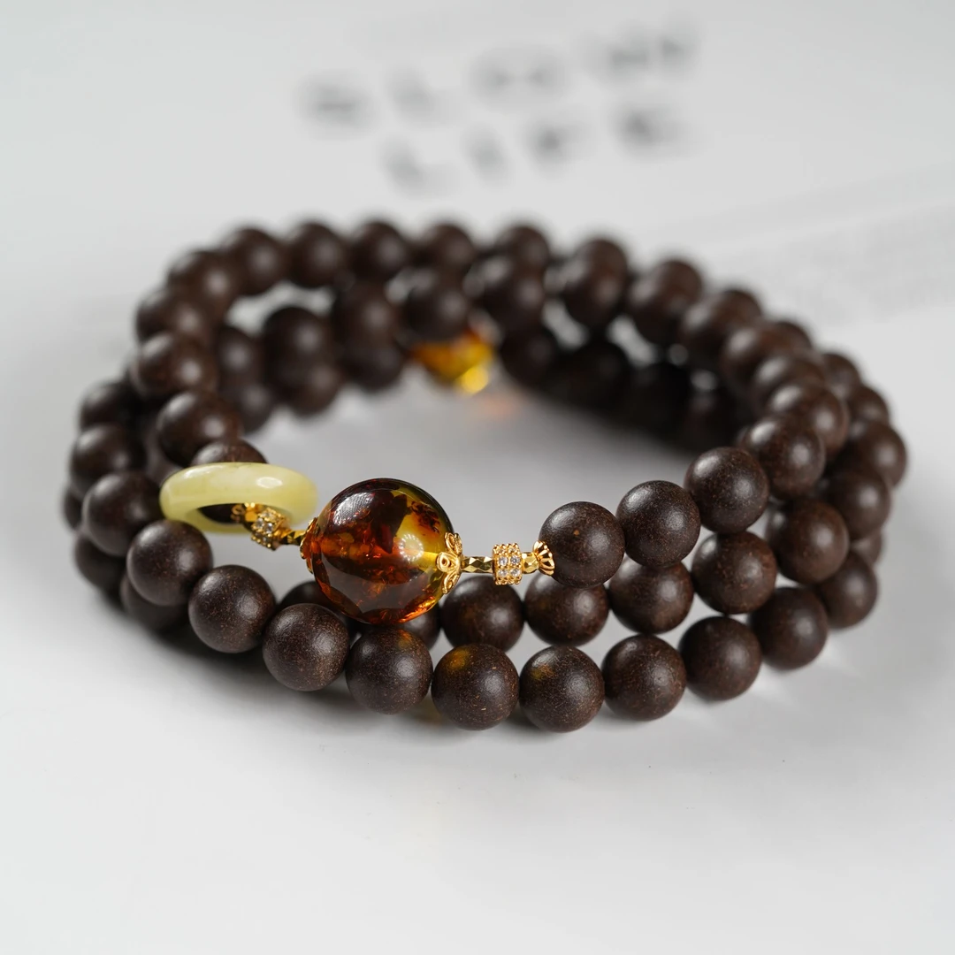 【珊木居】HXZ1035JY TO-P系列 艾附暖宫丸合香珠0.8圆珠多圈手串