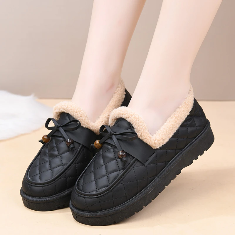 冬季新款老北京棉鞋女加绒加厚防滑防水妈妈鞋软底百搭乐福女棉靴