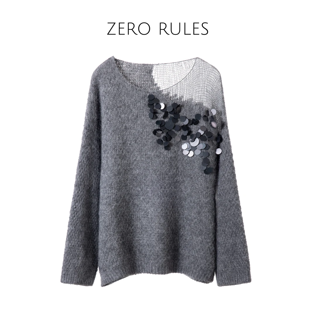 25120362【阿尔巴卡珠片毛衣】秘*阿尔巴卡羊驼毛荃手工珠片毛衣