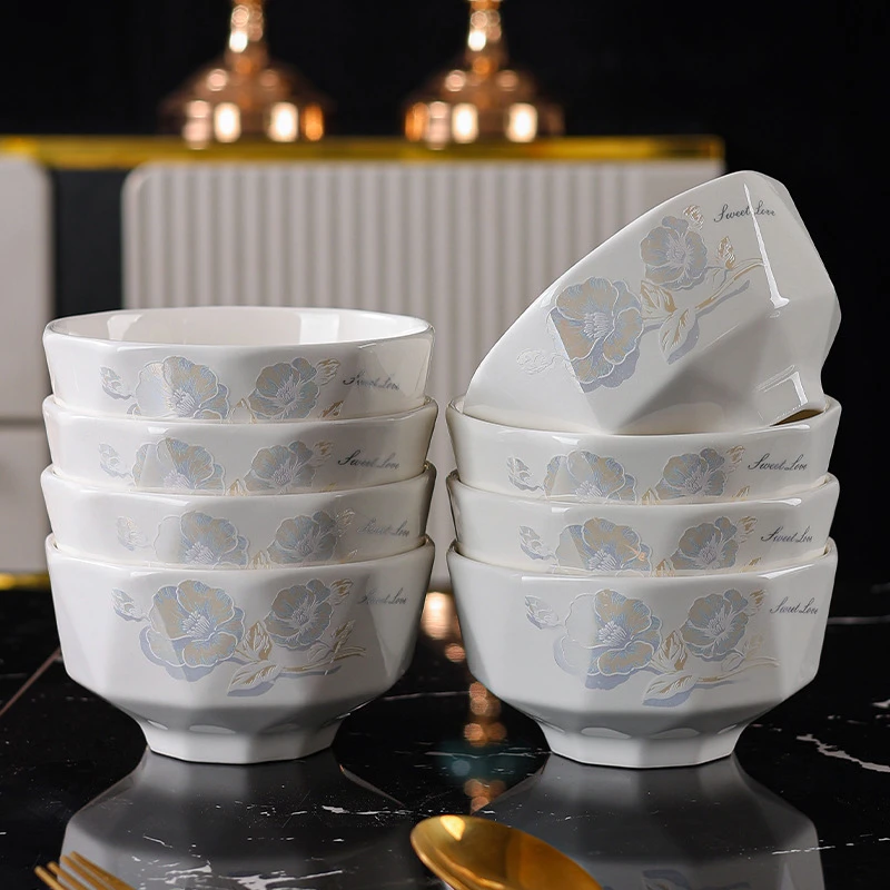 轻奢加厚甜蜜蜜家用健康釉下彩4.5英寸米饭碗10只