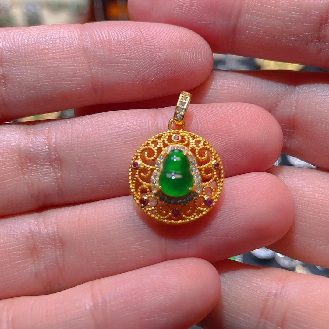 翡翠银S925镶嵌吊坠(不含链)