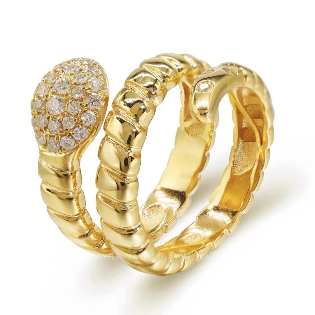 合金戒指 金色灵蛇镶嵌戒指-WJ241273