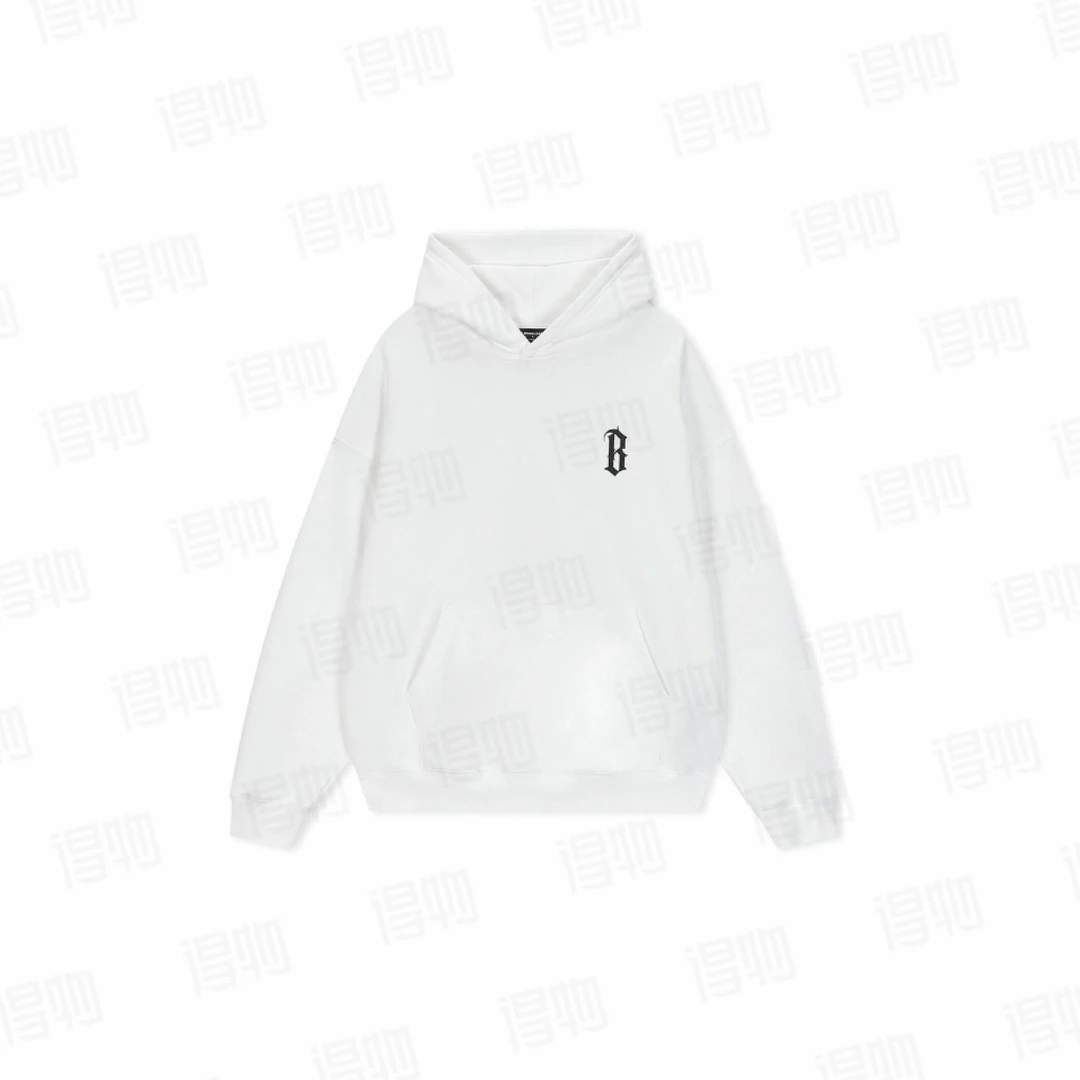 【Franklin】潮牌   B系列 基础字体圆弧胶Logo宽松休闲套头连帽