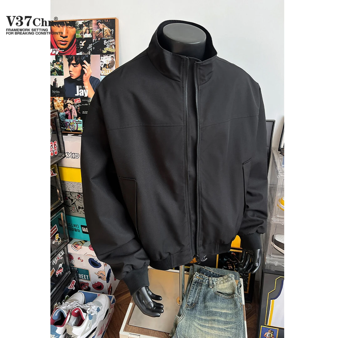 黑色飞行夹克男高级感三防正肩外套美式立领短款棒球服休闲板正