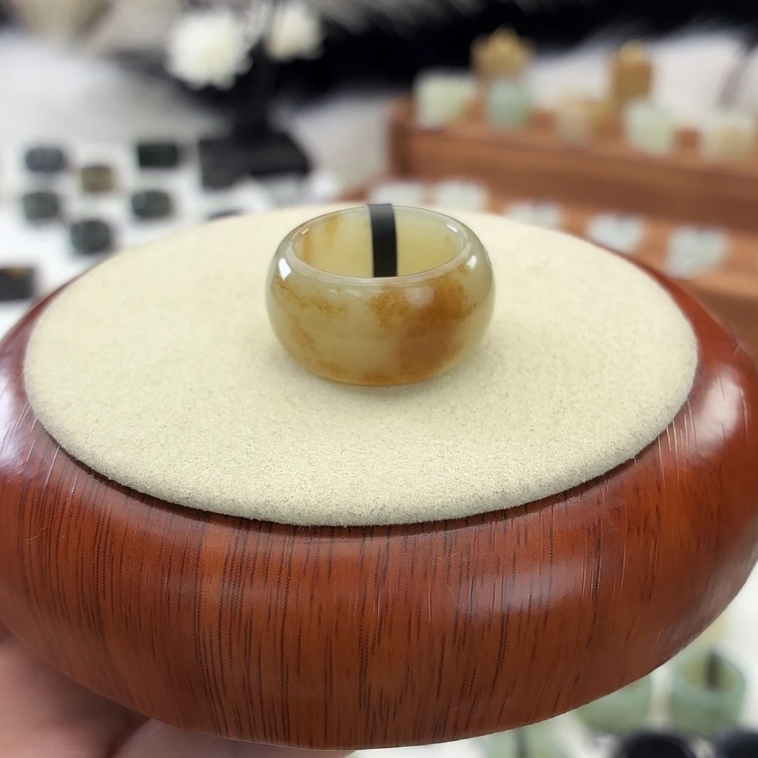 和田玉未镶嵌戒指i27飘糖轮胎17.6mm