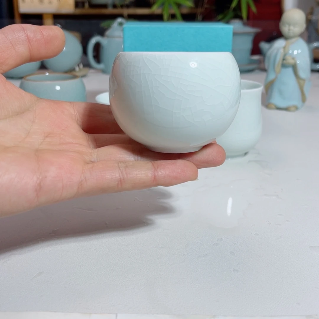 玉青彩蛋杯两只一级带礼盒