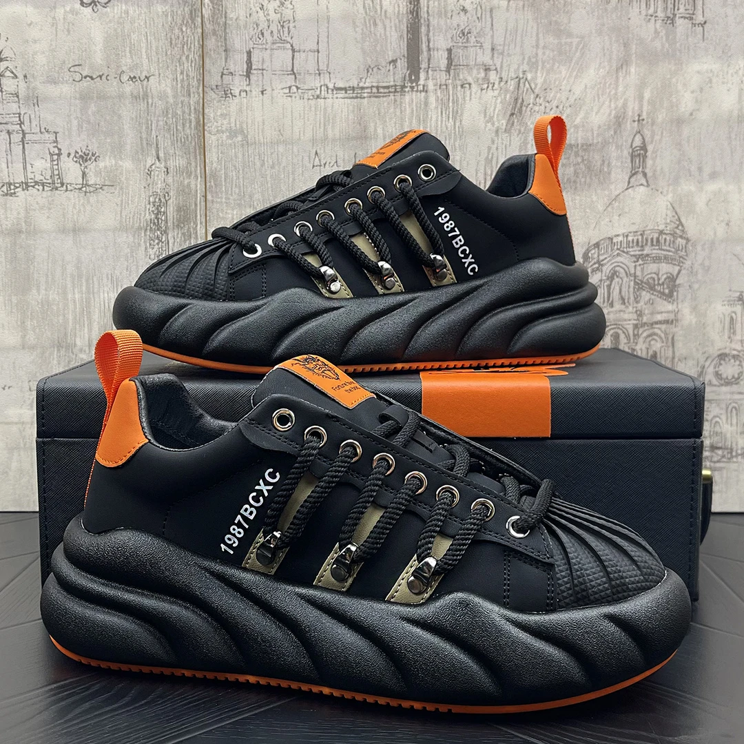 欧洲站贝壳头男鞋冬季新款厚底小白鞋子男士厚底内增高运动潮流鞋