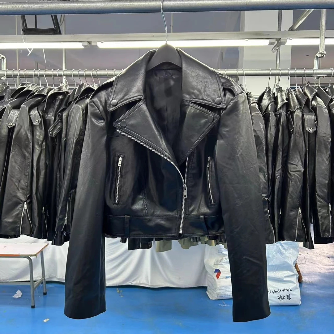 KS丨BLOS*OM春季新款PU夹克短款时尚皮衣女外套