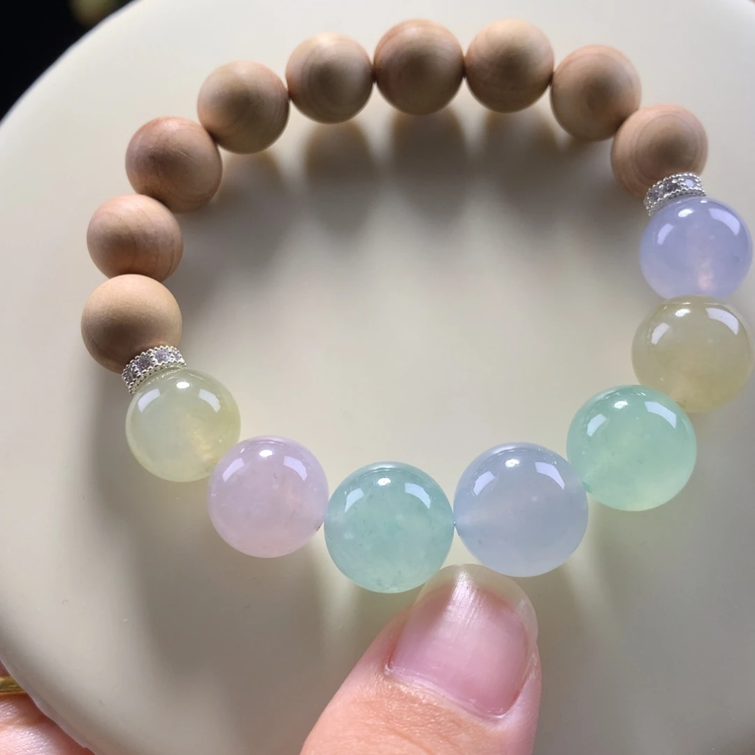 翡翠未镶嵌手串花开半夏
