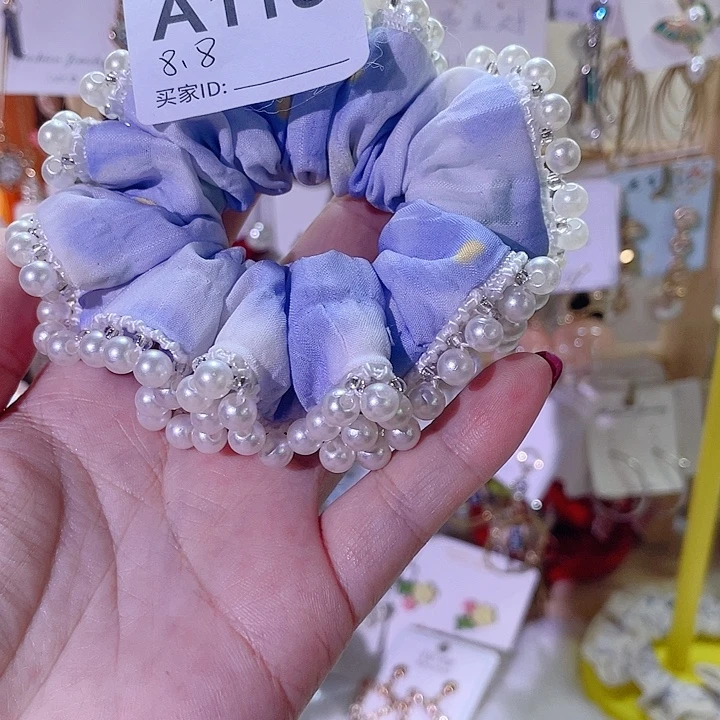 非金属布艺手工订珠发圈