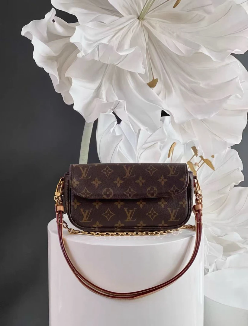 95新 LouisVuitton/路易威登 LV老花链条包IVY单肩斜挎