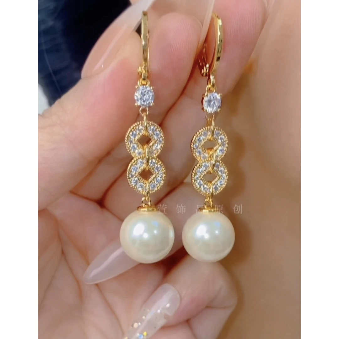 铜合金无非金属耳饰 时尚气质百搭高级感珠珠耳环耳扣0457