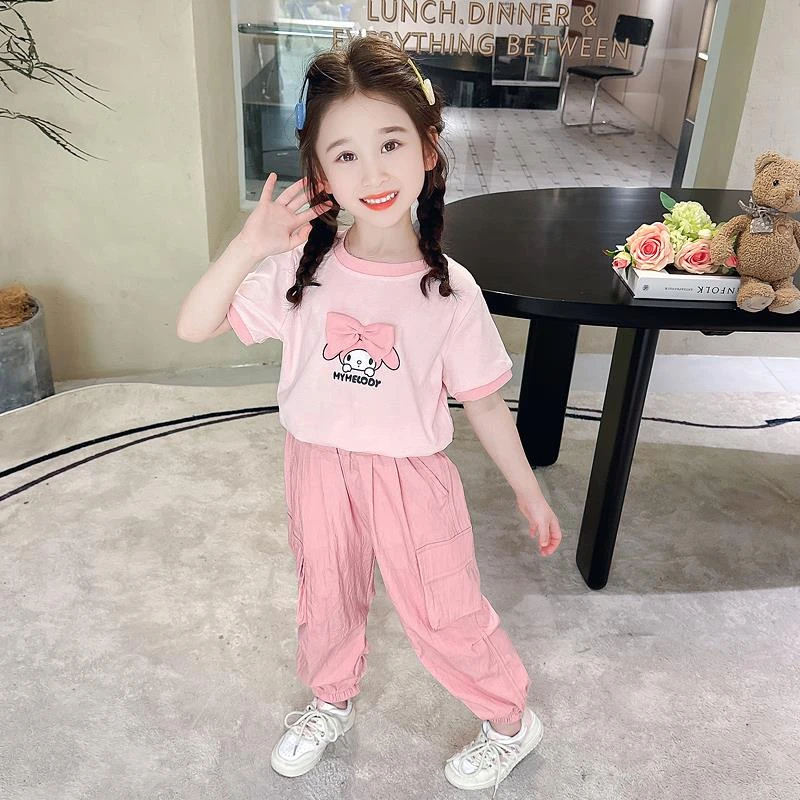 ba巴拉扣扣巴拉女童美乐蒂速干工装裤套装夏季2025新款儿童洋气