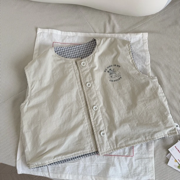 QA146-儿童棉布薄棉双面穿马甲秋季新款男童马甲