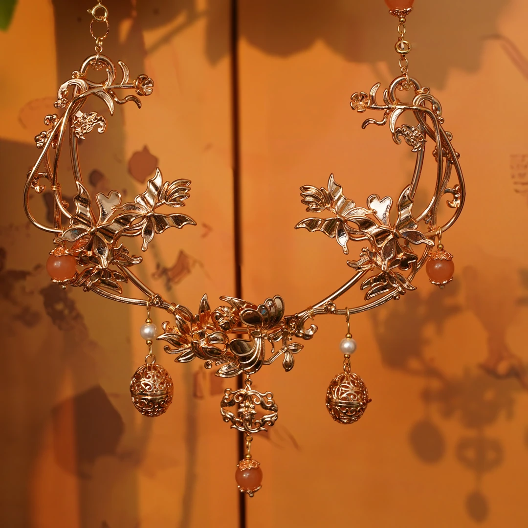 锦簪阁非遗项圈压襟流苏手工细绒发钗古风发饰非遗传承