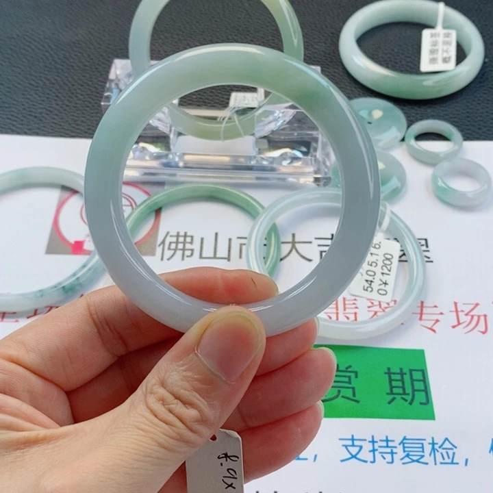 翡翠未镶嵌手镯美人条手镯52-53圈口
