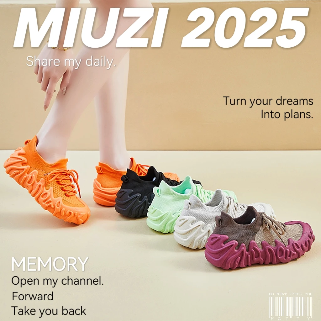 【外贸原单】日系夏季新款飞织鞋 运动鞋透气增高气垫减震跑步鞋