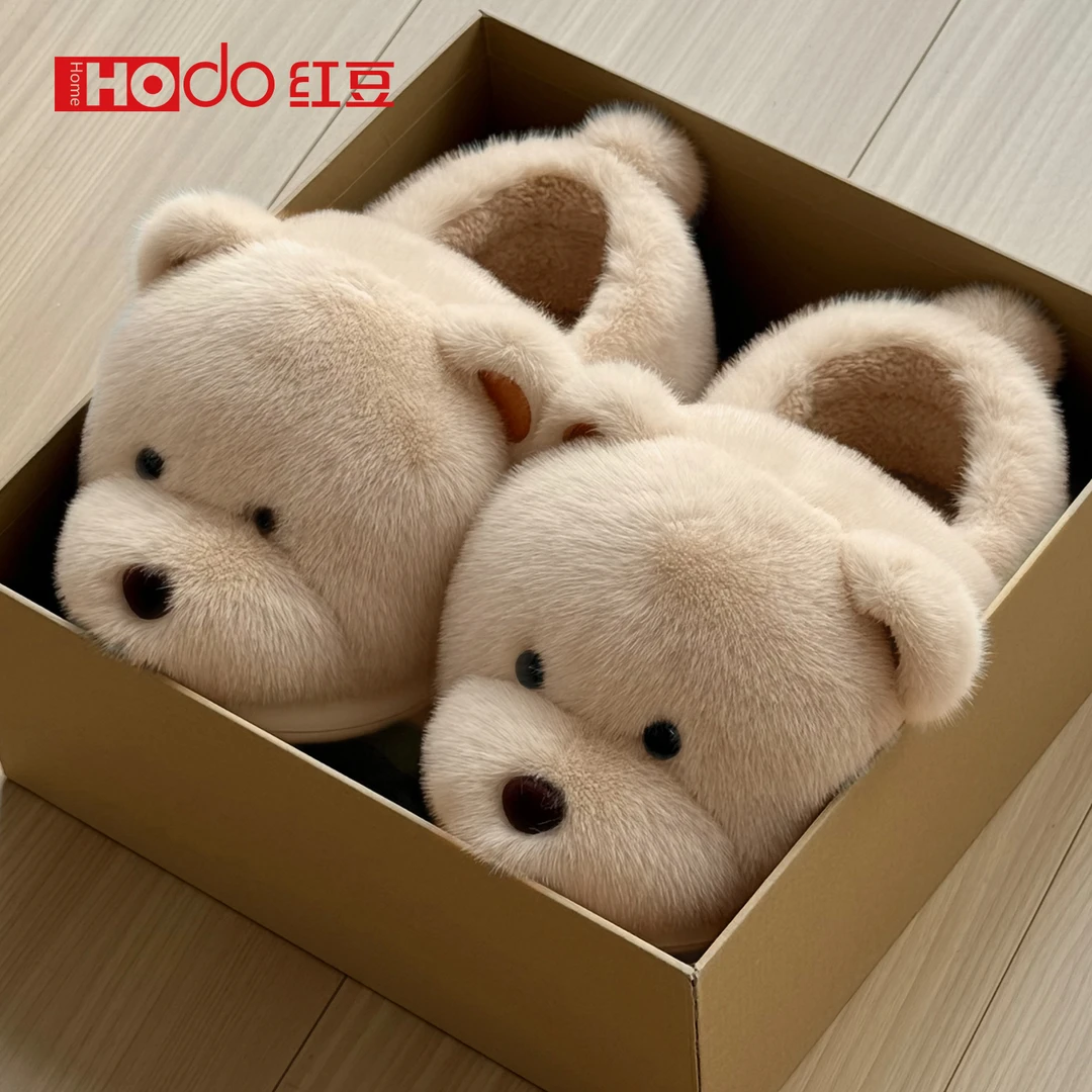 红豆棉拖鞋男士冬季包跟外穿25新款室内居家厚底保暖踩屎感棉鞋男